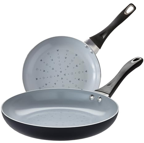 Prestige Disney Monochrome Ceramic Frying Pan Set 24 & 28cm - Non Stick Frying Pan Set, Induction Suitable, PFAS & PFOA Free Cookware, Black & White