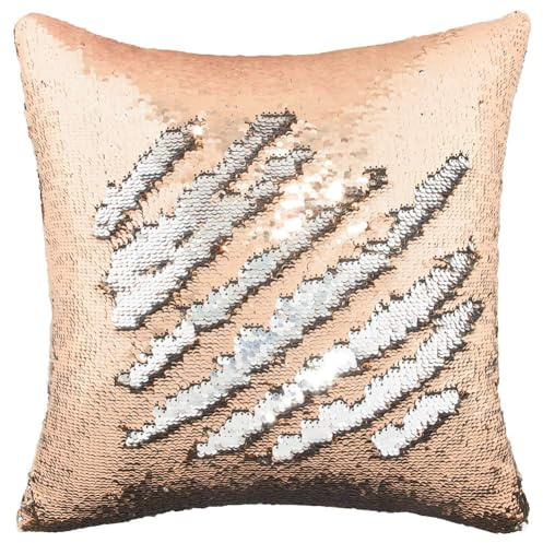 ARA CHOICE 16 Magic Mermaid Pillow Case | Reversible Sequin Glitter Cushion Cover | Decorative Sofa Cushion Cover | Soft PillowCase | Home Décor – for Sofa Bedroom (Rose Gold & Gold)