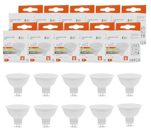Maxled, Light is Led! 10 Unidades Bombilla LED GU5.3, 5W 12V Equivalente 60W MR16 Lámparas Halógena Blanco Neutra 4000K 350LM Ángulo de Emisión 100° AC/DC 12V Iluminación Hogar Oficina No Regulable