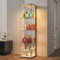 BPKADHY Glasvitrine Standvitrine,4 Lagen Glas Vitrine Vitrinenschrank,1 Türen, LED Lampe Und Schloss mit Spiegelrückwand Glasvitrine Stehend, Wohnzimmerschrank für Sammlerstücke und Bücher, Weiß