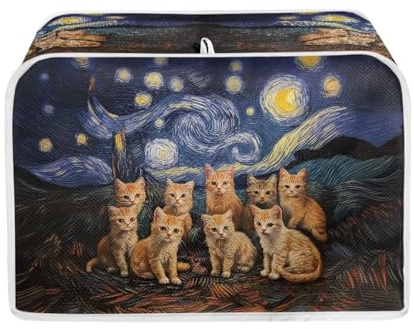 STUOARTE Copertura per tostapane a 2 fette, con stampa di gatto galassia, borsa organizer da cucina, antipolvere e anti-impronte, piccolo elettrodomestico da cucina
