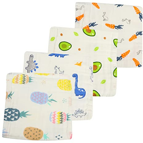 DEARMAMY 4piezas Toallita Facial Algodón Toalla Cara De Paño Absorbente Limpieza Bebés Baño Cuidado Recién Nacidos