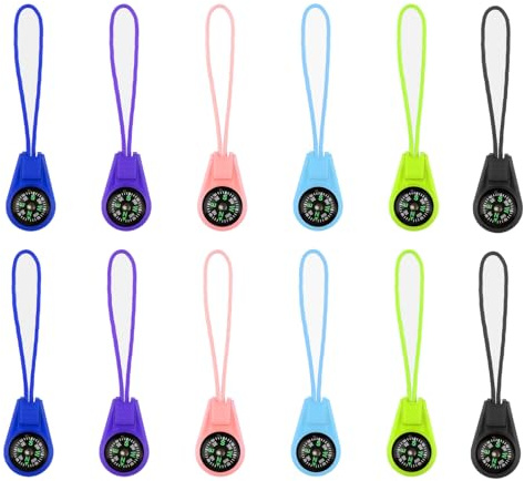 12pièces Mini Boussole,BoussoleEnfant,Petites Boussoles avec Paracorde,BoussoleRandonnée,Kit De Boussole Portable,pour Enfants, Mini BoussolePour Sports De Plein Air Camping Randonnée (Multicolore)