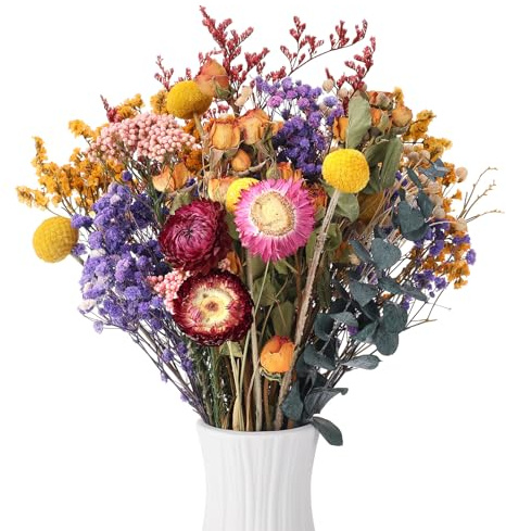 saerryor 30 Pcs Natural Dried Flowers?9 Kinds of Dried Flowers Set, Decorative Dried Flowers for DIY Dried Flower Bouquet, Vase Decoration(Yellow Purple)