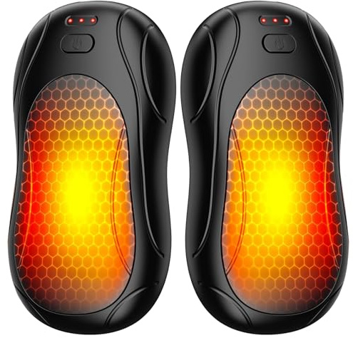 Fashioz Calentador de Manos Magnético Recargable 2 en 1, 3000 mAh*2 Calentadores Eléctricos, USB Carga Portátil,12 Horas de Calentamiento, Ideal para Actividades al Aire Libre, Pesca,Camping (Negro)