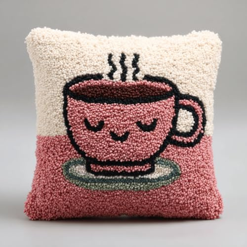 kitphoenix Kit Di Ganci A Chiusura Per Cuscino Tazza Di Caffè Cuscini Kit Filato Per Uncinetto Fai Da Te Kit Da Ricamo Per Principianti Adulti Bambini 43X43Cm
