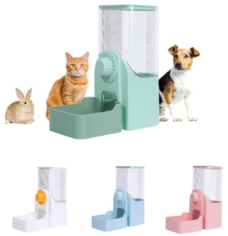 Animaux Distributeurs automatiques de Nourriture,1600ml Distributeur Automatique de Nourriture pour Lapin,Gamelles pour Nourriture et Eau,pour Petit Animal Domestique,Lapins,furets,Chats (Vert)