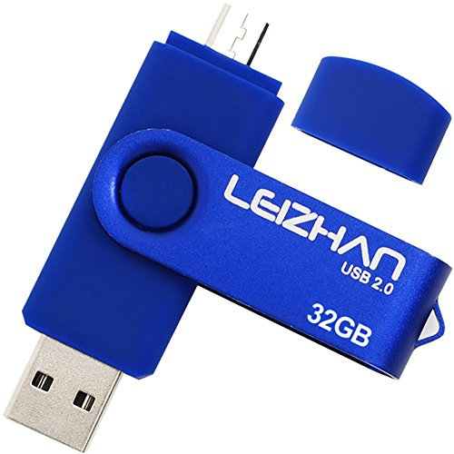 LEIZHAN Pen Drive Chiavetta USB 32GB Memoria Stick OTG(On the Go) 2 in 1(Micro USB & USB 2.0) Flash Drive Supporto Telefono Android Tablet PC Blu