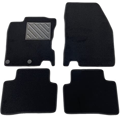 Tapis de Sol pour Nissan Qashqai II J11 à partir de 2014-2021- sur Mesure, antidérapant, Talonnette en Caoutchouc renforcé, Boutons de Fixation, Noir