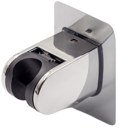 INTIRILIFE Handbrause Halterung ohne Bohren in Chrom Silber - 7 x 9.5 x 6 cm - Neigung verstellbar, Duschkopfhalter zum Kleben, Brausehalter, extra Starkes Klebepad, Duschhalterung wasserdicht