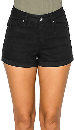 WAX JEAN Butt I Love You Repreve High Waisted Sustainable Denim Shorts, Black, Medium