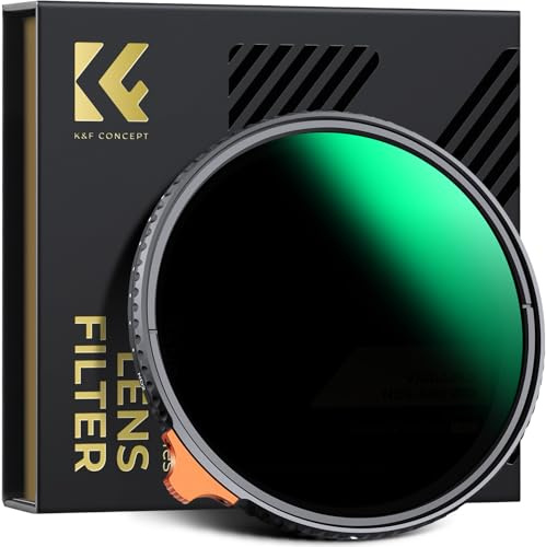 K&F CONCEPT 82mm Putter Variable ND Filter ND2-ND400 (1-9 Stops) 28 Multi-Layer Coatings Import AGC Glass Adjustable Neutral Density Filter for Camera Lens (Nano-X Series)