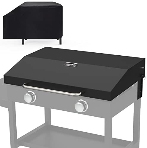 Nytt uppgraderat lock med gångjärn för Blackstone-stekbord, grilltillbehör skydd 71 cm (28 tum) huva, 2 brännare platt topp gasgrill 28 tum grillpanna 1517, 1853 matlagningsstation