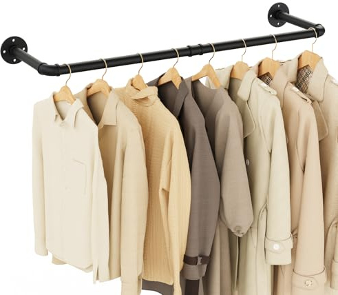 Yawinhe Barra Appendiabiti da Parete 94cm, Attaccapanni da Muro Industriale, Rimovibile Appendino, per Balconi e Camere da Letto, Nero, 1-Pack, YMG002B-1