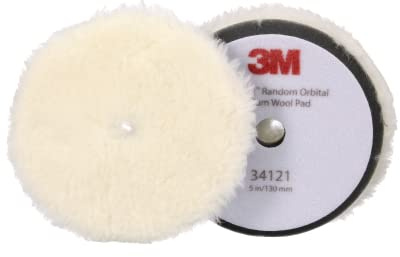 3M Perfect-It Random Orbital Medium Wool Compounding Pad, 5/130 mm, White, 34121, Orbital Pads for Automotive Compounding and Polishing
