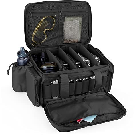 DSLEAF Taktische Pistolen Schießstandtasche für 5 Handfeuerwaffen, Schießstandtasche mit 9 Magazinfächern für die Jagd und Schießstand Aktivitäten im Freien