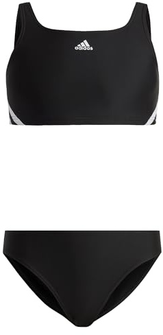 adidas Girl's 3-Stripes Bikini, Black/White, 7-8 Years