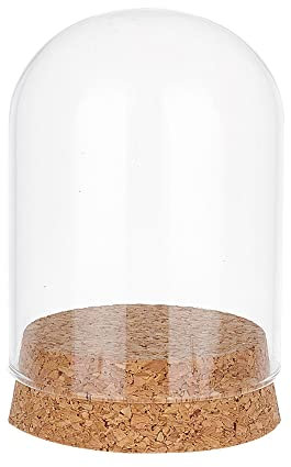 PandaHall Campana con Display vetro, Campana di Vetro con Base in Sughero, Decorazione per Natale con Conservazione dei Fiori, 5.8x7.6 cm