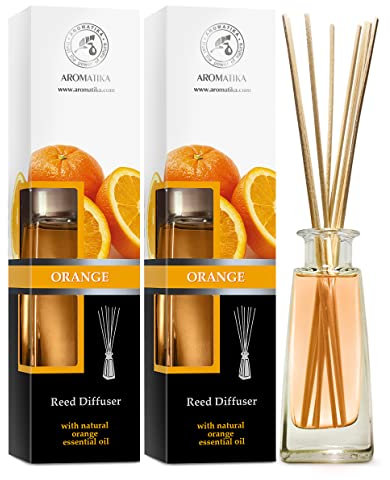 Raumduft Diffuser Orange 2х100ml - Raumduft mit Natürlich Ätherischen Orangenöl - Diffuser mit Stäbchen - Diffuser für Aromatherapie - Boutique - Restaurant - Raumbeduftung - Reed Diffuser