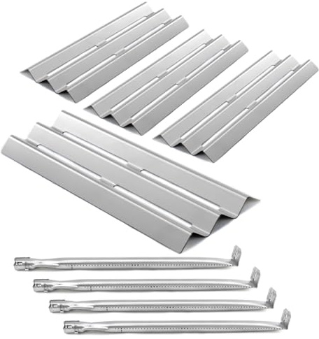 Btcdr Grill reservdelar för Napoleon LEX485/605/730 LE LD485-serien grillar S81001, 4-pack grillbrännare och värmeplattor, rostfritt stål