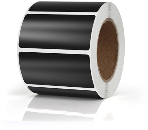 Meitaat Adesivi rettangolari neri 50 x 25 mm, codifica a colori, autoadesivi, per trasloco, 500 pezzi