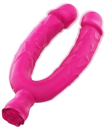 Doppeldildo 10 Vibration für Frauen,Silikon Realistischer Dildo Anal Vibrator Vaginal Stimulator Doppel Headed Vibratoren U-förmigen Sex spielzeug für Frauen Lesben, Paar