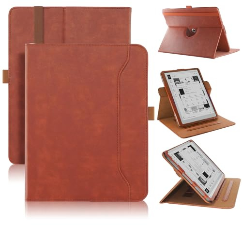 TOPCASE 360° Rotation Case Compatible with Boox Tablet Go 10.3 ePaper E Ink 10.3inch e-Book Smart Cover with Hand Strap Card Slot and Auto Sleep/Wake,Brown