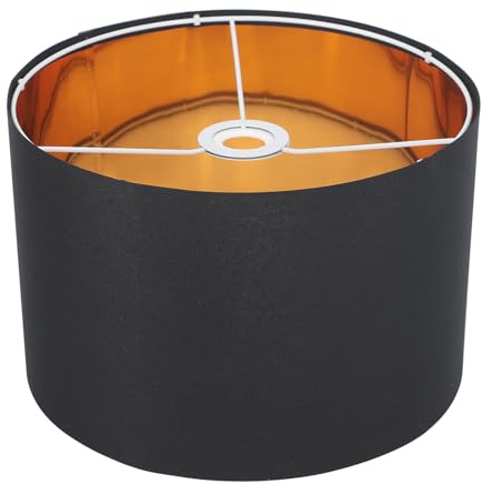 Abat-jour, tamburo, 30 cm paralume in tessuto, per lampade da tavolo, da terra e a sospensione, per soggiorno e camera da letto, lampadario, applique, schermo (nero-oro)