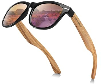 Polarisierte Sonnenbrille Holz Herren Damen: UV400-Schutz Blendschutz - Polarisationsbrille für Autofahren Angeln und Reisen - Stylische Freizeitbrillen für Outdoor-Enthusiasten und Fashionistas