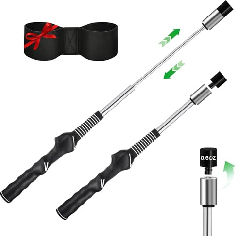 UYCCIMB Retractable Golf Swing Trainer, Portable Golf Grip Trainer Right Hand with Practice Golf Club Weights for Enhance Swing Technique, Beginners Tempo Trainer for Chipping Hitting
