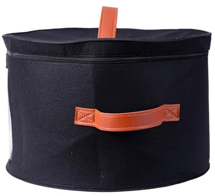 Boite A Chapeau Ronde, 28x43cm Boîte De Rangement Pour Chapeaux Avec Couvercle, En Feutre, Organisateur De Chapeaux Pliable Avec Fermeture Éclair, Fenêtre Transparente, Poignées, Pour , Vêtement