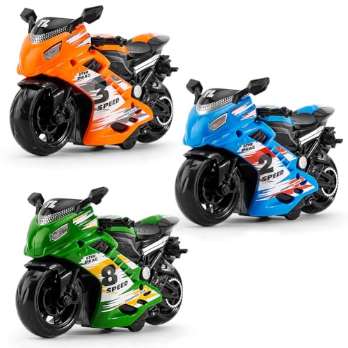 Set de 3 Piezas de Motocicletas en Miniatura, Juguetes de Aleación, Modelos de Carreras, Decoración Artesanal, Regalo de Cumpleaños para Niños