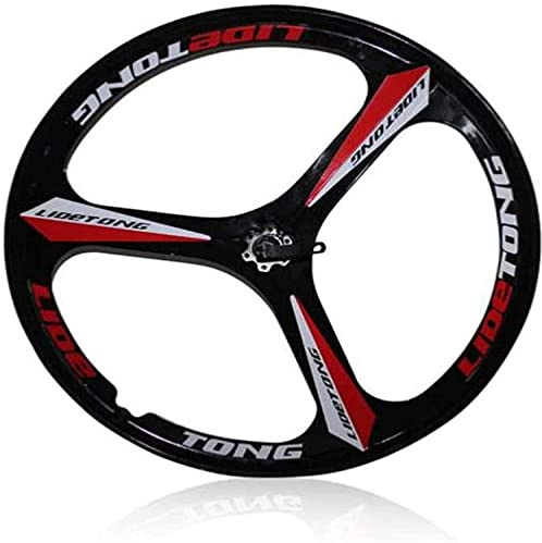 SXSHEYS Set di Ruote Anteriori per Bicicletta da 26 Pollici con girante, Set di Ruote Posteriori Integrate da Montagna a 3 Razze, Set di Freni a Disco in Lega di magnesio, Rosso