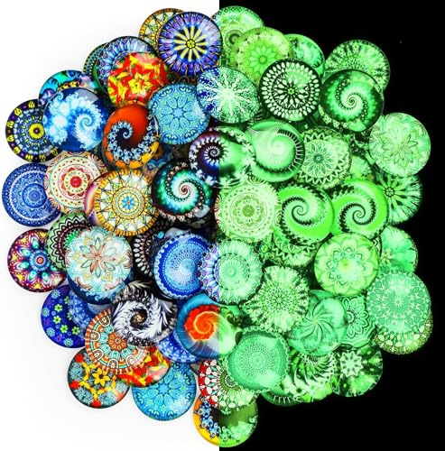 Domkan 100 Stück Muggelsteine Bunt Kinder, 25mm Gemischte Farbe Glassteine, Glas Cabochons mit Kleberückseite, Glassteine Deko für DIY, Handwerkliche, Anhänger, Schmuckherstellung, Heimdekoration