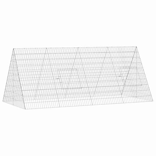 Mhdvray Jaula para pollos plateada, 215 x 100 x 85 cm, de acero galvanizado, resistente recinto para pollos y aves de corral en el jardín, estable para pequeños animales para exteriores y terrazas