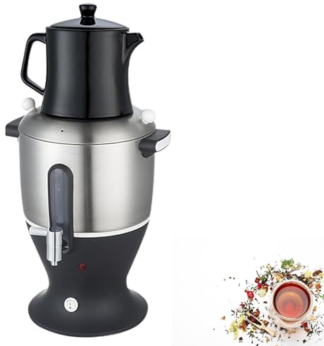 Samovar Elettrico 5,5L 1500W, Teiera Turca in Acciaio Inossidabile con Doppia Pentola e Funzione Mantieni Caldo per Tè e Caffè