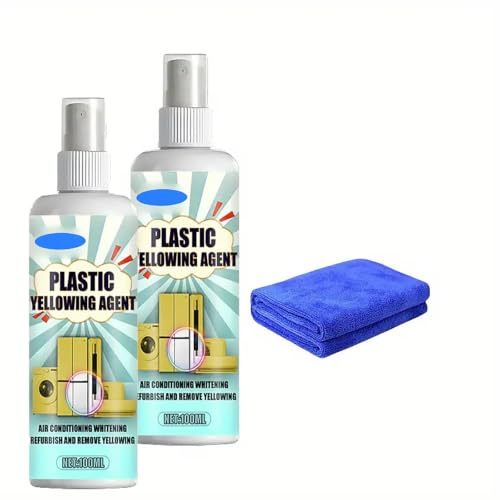 Spray Eliminador de Agente Amarillento,Renovador Plástico Y Limpiador Extrême,Blanqueador Portátil de Acción Rápida,Limpiador de Oxidación en Molduras,100ml*2pc