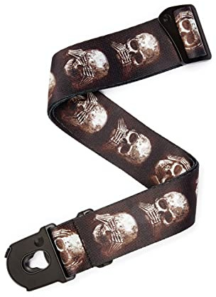 Planet Waves 50ALP01 D'Addario Accessories Locking Guitar Strap - Guitar Accessories - Electric, Acoustic, Acoustic Electric & Bass Guitar Strap - Alchemy - Muted Skulls