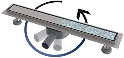 AICA Duschrinne 70cm, Edelstahl Duschablauf, 360°Siphon mit Geruchsstop und Haarsieb, Ablaufrinne für Badezimmer, Bodenablauf Flach, Komplettset mit Bodenbefestigung