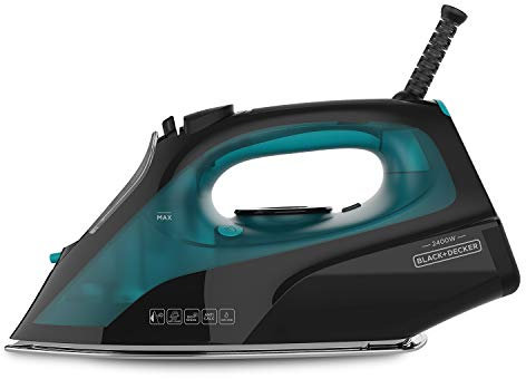 BLACK+DECKER BXIR2403E - Ferro da stiro a vapore 2400W. Piastra in ceramic di precisionea. Colpo di vapore150g/min. Vapore continuo 0-45g/min. Verticale. Doppio sistema anticalcare. Autopulente. Nero
