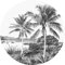 ESTAhome papier peint panoramique rond adhésif paysage tropical avec des palmiers noir et blanc - 159005 - Ø 140 cm