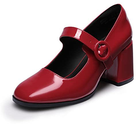 DREAM PAIRS Women's Mary Jane Shoes Close Toe Dress Pumps Shoes SDPU2232W,Size 7,Bright Red,SDPU2232W
