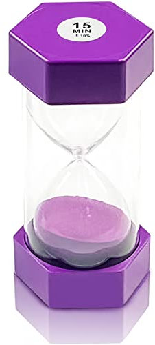 Sanduhr für Kinder, Zeitmesser Sanduhren, Sechseckiger Sanduhr-Timer, Sanduhr Glas Timer, Küchen-Timer-Uhr, Zeitmanagement(15 Minuten, lila)