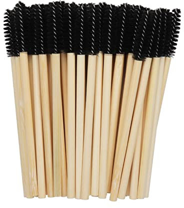 50Pcs Disposable Eyelash Brush Disposable Mascara Wands Eyelash Extensions Bamboo Handle Eyelash Brush Fine Eye Lash Applicators for Eyelash Extensions