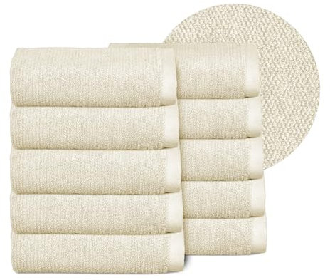BEAUTEX Handtuch-Set Premium Frottier Sets Made in Europe, 100% Baumwolle 550g/m², Oeko-TEX Zertifiziert (Set: 10 Gästetücher - 30x50 cm in Creme)