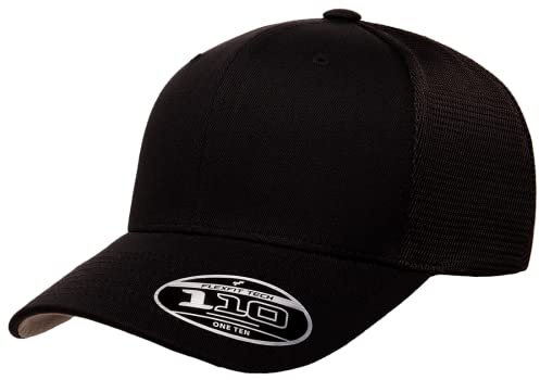 Flexfit 110 Trucker Mid-Profile Snapback Cap - One Size - Black
