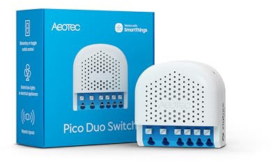 Aeotec Pico Duo Switch, Zigbee 3.0, Smartes UP Doppelrelais zum Schalten, 2x8A, Strommessung, Szenensteuerung, Repeater, Hub erforderl., Works with SmartThings, Homey, Alexa, HA, Designed in Germany