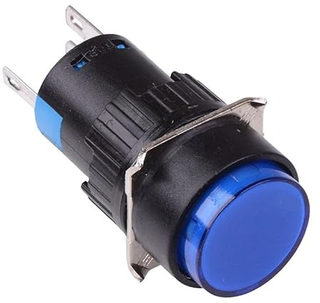 Blue Round Latching 16mm Push Button Switch NO/NC 230V