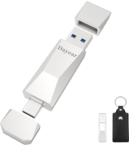 USB C Flash Drive, Dayear 128GB Memory Stick 2-in-1 Ultra Dual Drive USB A 3.2 Gen2 USB storage Thumb Drive 500MB/s High Speed for iPhone 15/15 Plus/15 Pro/15 Pro Max/USB-C iPad/Android/Laptop/Mac