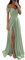 YIANN Robe de demoiselle d'honneur en satin à épaules dénudées pour femme avec fente plissée, vert sauge, 42